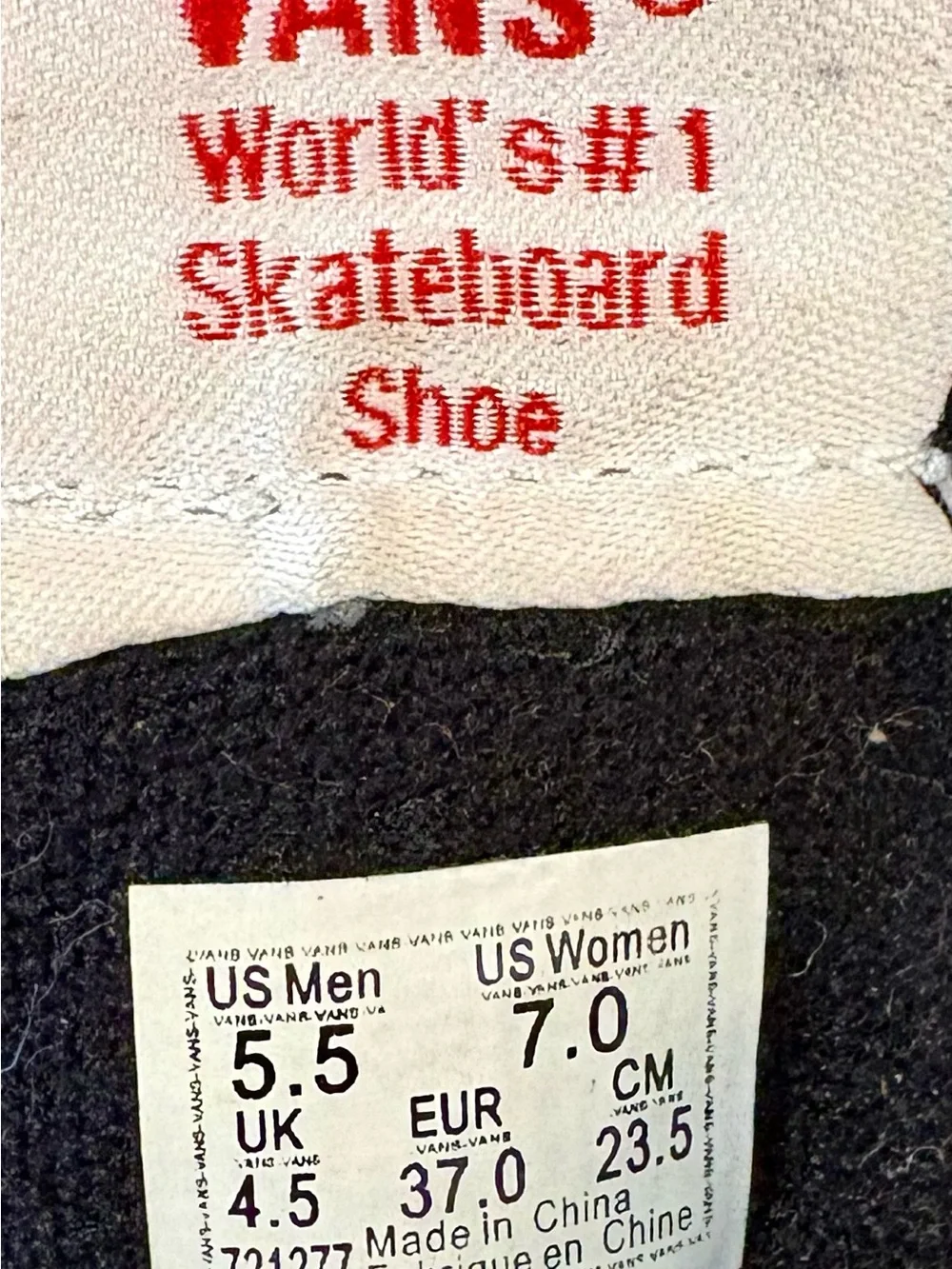 Vans women’s size